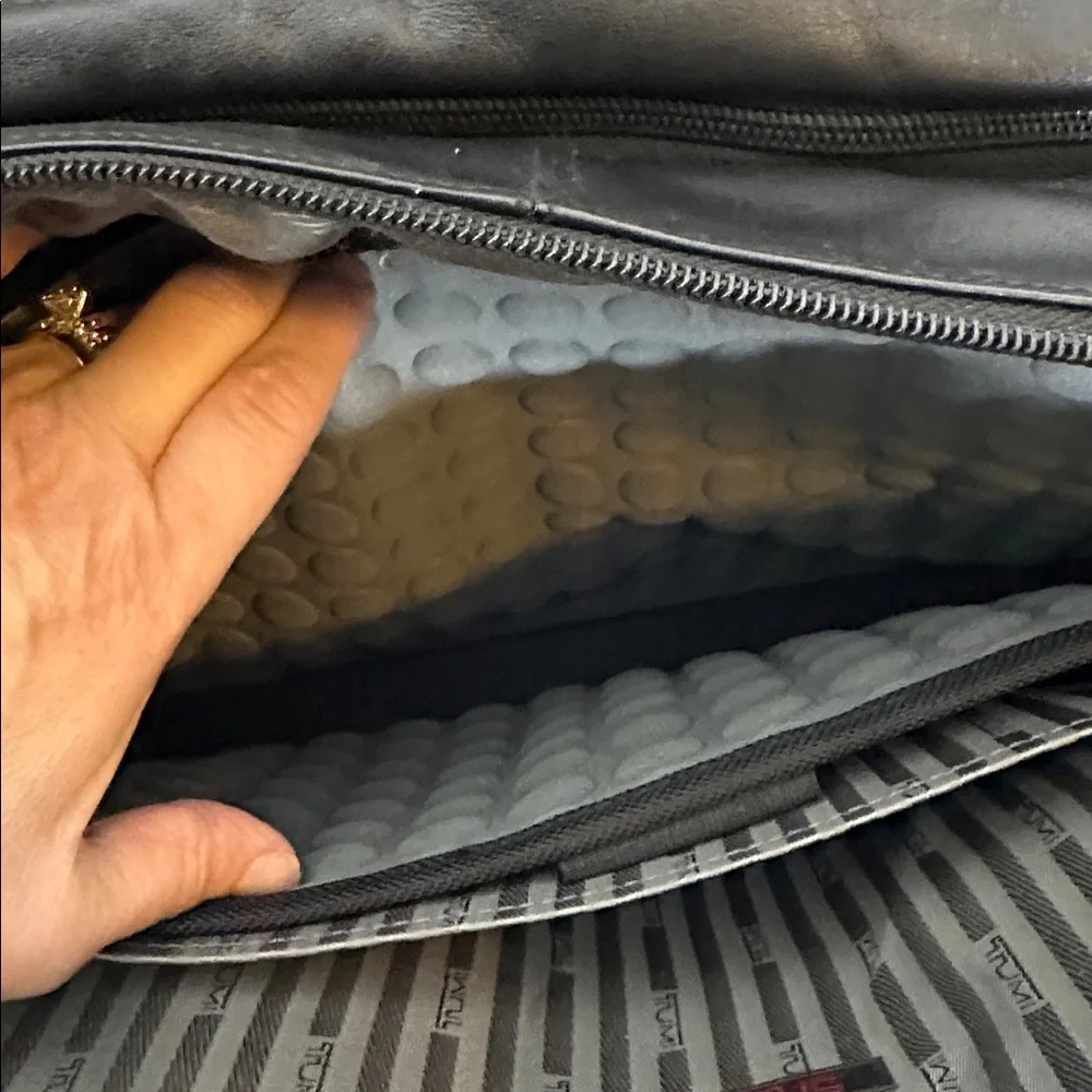 Tumi Alpha Leather Expandable Organizer Briefcase Black Laptop Bag